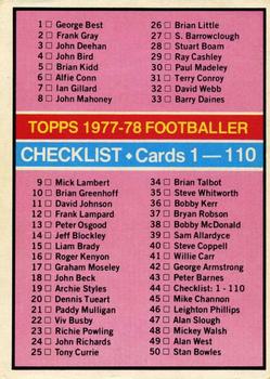 1977-78 Topps Footballer English (Red Backs) #44 Checklist 1-110 Front