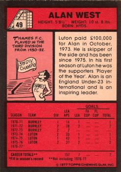 1977-78 Topps Footballer English (Red Backs) #49 Alan West Back