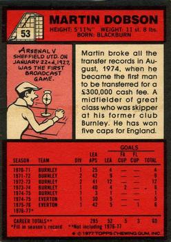 1977-78 Topps Footballer English (Red Backs) #53 Martin Dobson Back