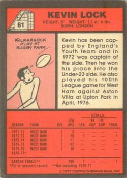 1977-78 Topps Footballer English (Red Backs) #61 Kevin Lock Back