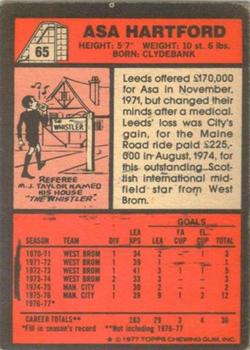 1977-78 Topps Footballer English (Red Backs) #65 Asa Hartford Back