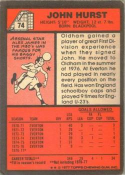 1977-78 Topps Footballer English (Red Backs) #74 John Hurst Back