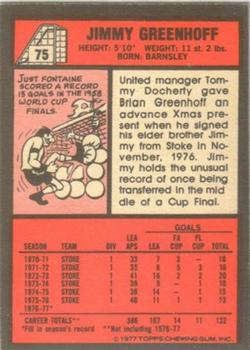 1977-78 Topps Footballer English (Red Backs) #75 Jimmy Greenhoff Back