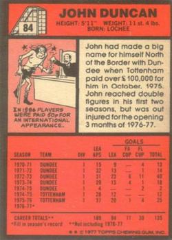1977-78 Topps Footballer English (Red Backs) #84 John Duncan Back