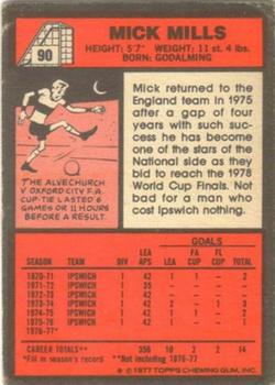 1977-78 Topps Footballer English (Red Backs) #90 Mick Mills Back