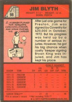 1977-78 Topps Footballer English (Red Backs) #98 Jim Blyth Back
