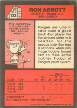 1977-78 Topps Footballer English (Red Backs) #123 Ron Abbott Back