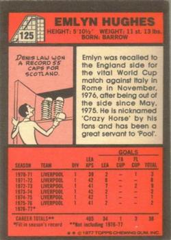 1977-78 Topps Footballer English (Red Backs) #125 Emlyn Hughes Back