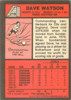 1977-78 Topps Footballer English (Red Backs) #219 Dave Watson Back