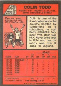 1977-78 Topps Footballer English (Red Backs) #230 Colin Todd Back