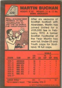 1977-78 Topps Footballer English (Red Backs) #320 Martin Buchan Back