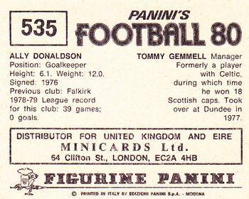 1979-80 Panini Football 80 (UK) #535 Tommy Gemmell / Ally Donaldson Back