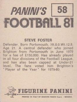 1980-81 Panini Football (UK) #58 Steve Foster Back