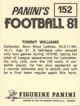 1980-81 Panini Football (UK) #152 Tommy Williams Back