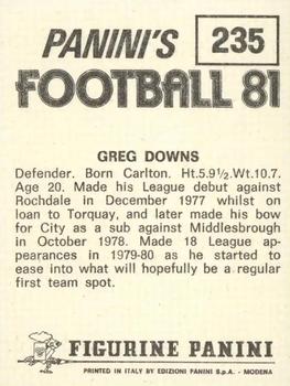 1980-81 Panini Football (UK) #235 Greg Downs Back