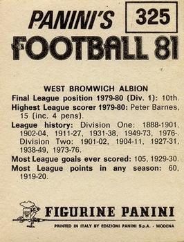 1980-81 Panini Football (UK) #325 Team Photo Back