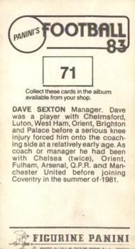1982-83 Panini Football 83 (UK) #71 Dave Sexton Back