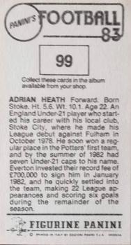 1982-83 Panini Football 83 (UK) #99 Adrian Heath Back