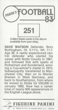 1982-83 Panini Football 83 (UK) #251 Dave Watson Back