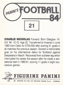 1983-84 Panini Football 84 (UK) #21 Charlie Nicholas Back