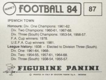 1983-84 Panini Football 84 (UK) #87 Team Photo Back