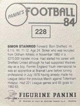1983-84 Panini Football 84 (UK) #228 Simon Stainrod Back