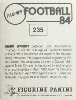 1983-84 Panini Football 84 (UK) #235 Mark Wright Back