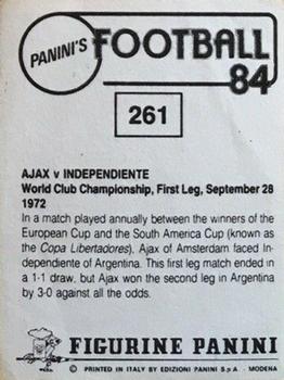 1983-84 Panini Football 84 (UK) #261 Ajax v Independiente 1972 Back