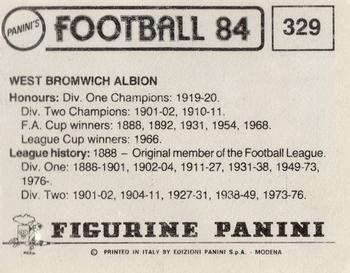 1983-84 Panini Football 84 (UK) #329 Team Photo Back