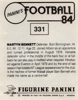 1983-84 Panini Football 84 (UK) #331 Martyn Bennett Back