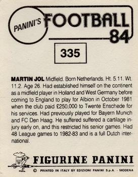 1983-84 Panini Football 84 (UK) #335 Martin Jol Back