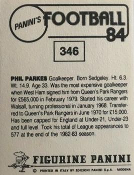 1983-84 Panini Football 84 (UK) #346 Phil Parkes Back