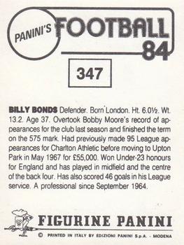 1983-84 Panini Football 84 (UK) #347 Billy Bonds Back