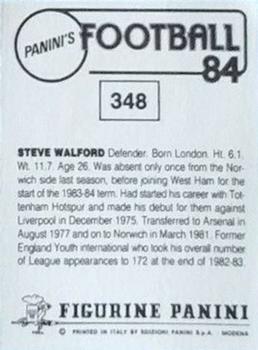 1983-84 Panini Football 84 (UK) #348 Steve Walford Back