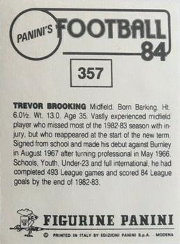 1983-84 Panini Football 84 (UK) #357 Trevor Brooking Back