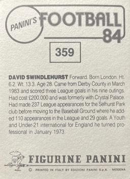 1983-84 Panini Football 84 (UK) #359 David Swindlehurst Back