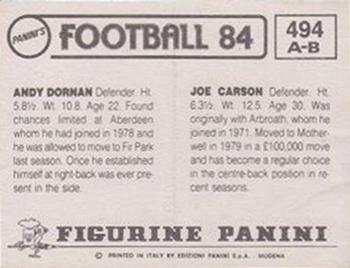 1983-84 Panini Football 84 (UK) #494 Joe Carson / Andy Dornan Back