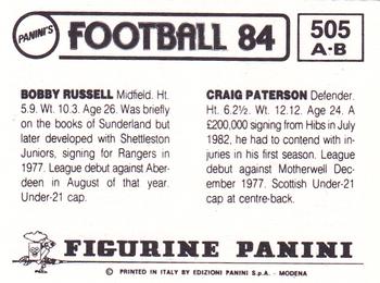 1983-84 Panini Football 84 (UK) #505 Craig Paterson / Bobby Russell Back