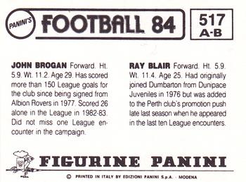 1983-84 Panini Football 84 (UK) #517 Ray Blair / John Brogan Back
