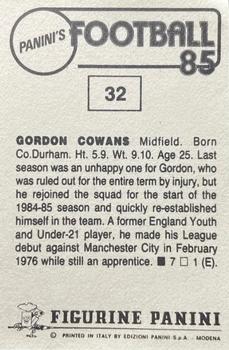 1984-85 Panini Football 85 (UK) #32 Gordon Cowans Back