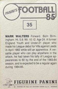 1984-85 Panini Football 85 (UK) #35 Mark Walters Back