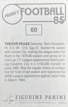 1984-85 Panini Football 85 (UK) #60 Trevor Peake Back