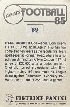 1984-85 Panini Football 85 (UK) #89 Paul Cooper Back