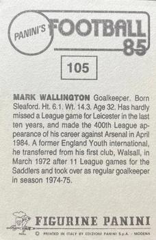 1984-85 Panini Football 85 (UK) #105 Mark Wallington Back