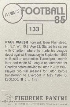 1984-85 Panini Football 85 (UK) #133 Paul Walsh Back