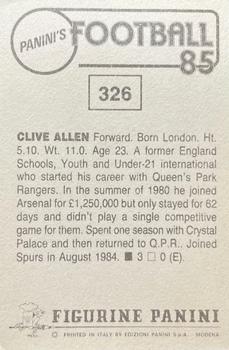 1984-85 Panini Football 85 (UK) #326 Clive Allen Back