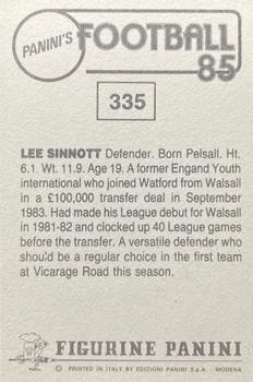 1984-85 Panini Football 85 (UK) #335 Lee Sinnott Back