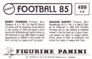 1984-85 Panini Football 85 (UK) #499 Graham Harvey / Bobby Thomson Back