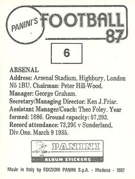 1986-87 Panini Football 87 (UK) #6 Club Badge Back
