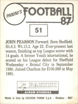 1986-87 Panini Football 87 (UK) #51 John Pearson Back
